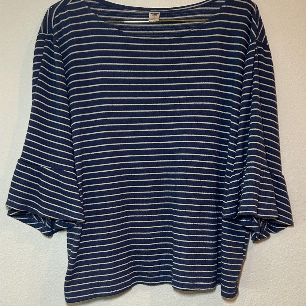 Old Navy Blue and White Striped Blouse